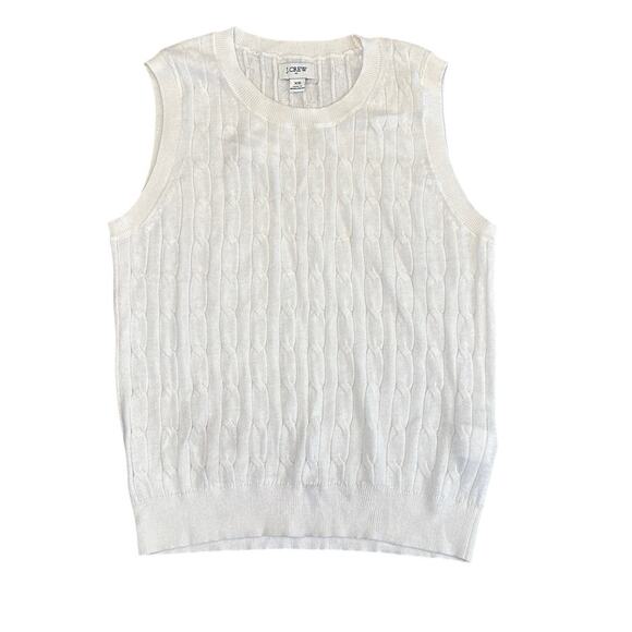 NWT J.Crew Cotton Cable Sweater Shell in Ivory Size XS - Picture 3 of 7